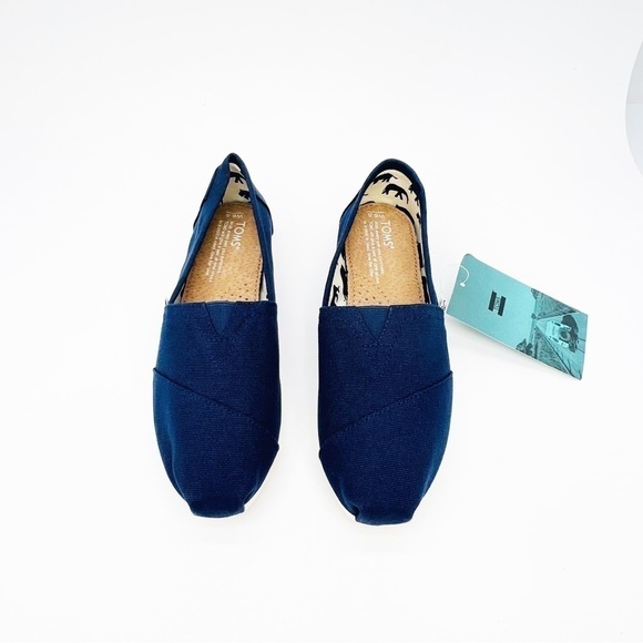 Toms Shoes Alpargata Recycled Cotton Canvas Slip-on Flats Size 6.5 Navy Blue New - Picture 6 of 10